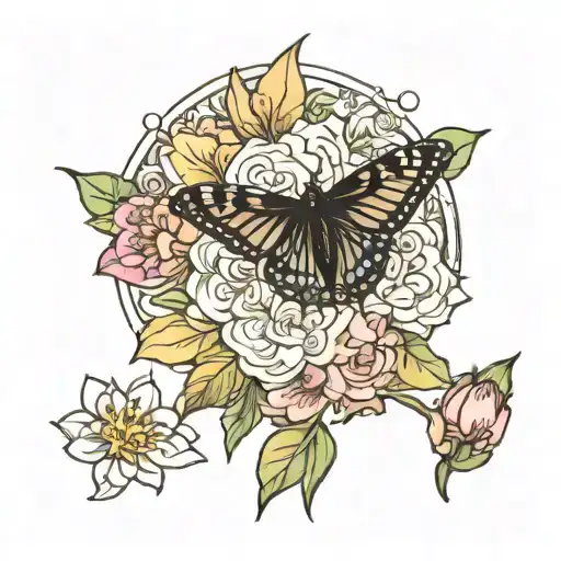 April, May, August, September, October birth flower tattoo design idea