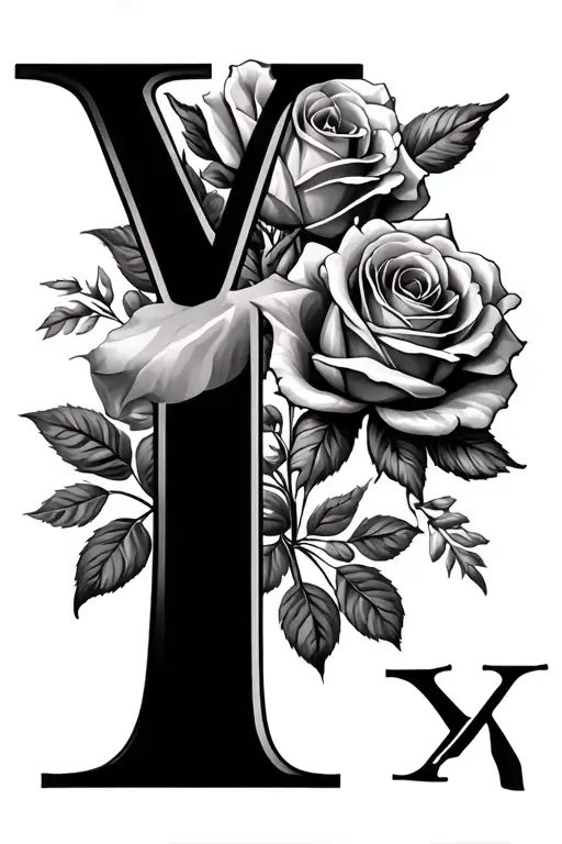birthdays in Roman numerals with background roses  tattoo design idea
