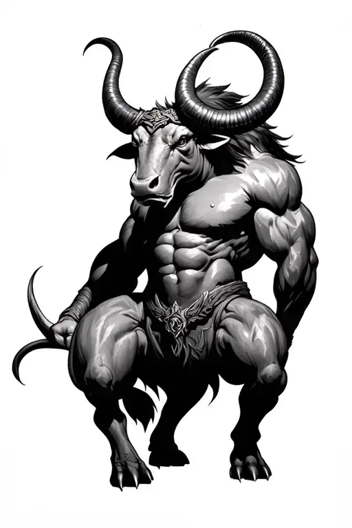 minotaur full body tattoo design idea
