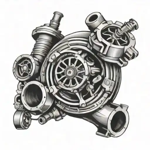 smiling Turbocharger tattoo design idea