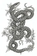 snake intertwined with ash tree nordic runes tattoo design idea