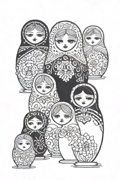 nesting dolls peeking tattoo design idea