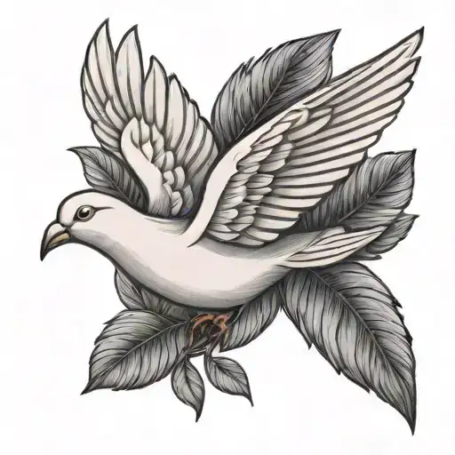 Holy spirit, Dove and Laurel leaves tattoo design idea