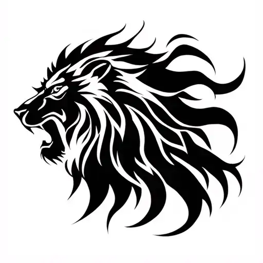 black, dark, creepy, angry, lion tattoo  tattoo design idea