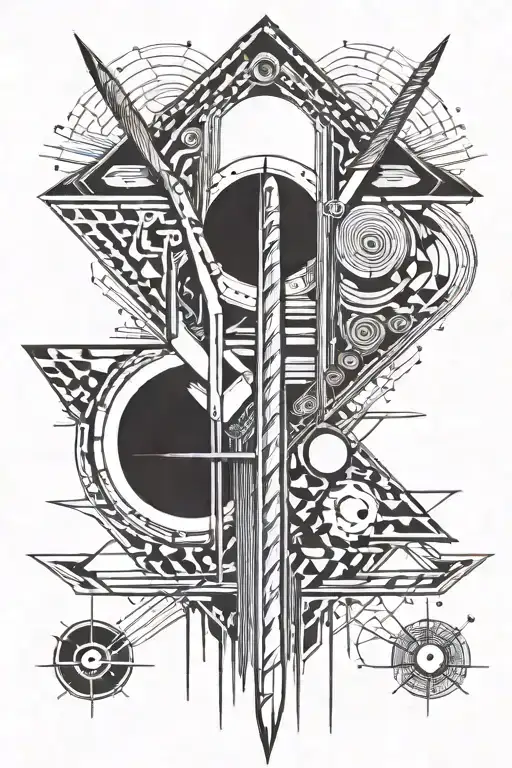 needle and drumstick tattoo design idea