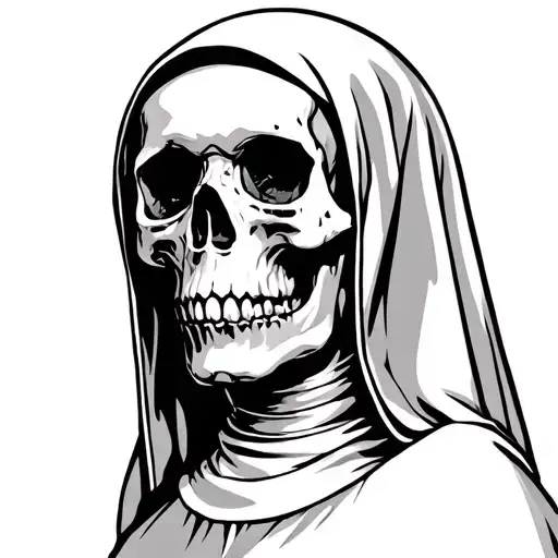 Nun, skull played tattoo design idea