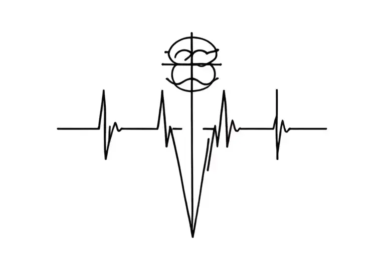 Flatline going to crucifix then going to heartbeat tattoo design idea