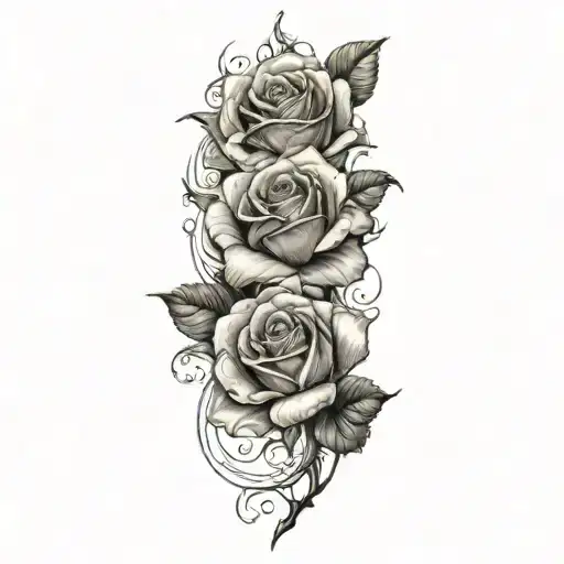 burning roses tattoo design idea