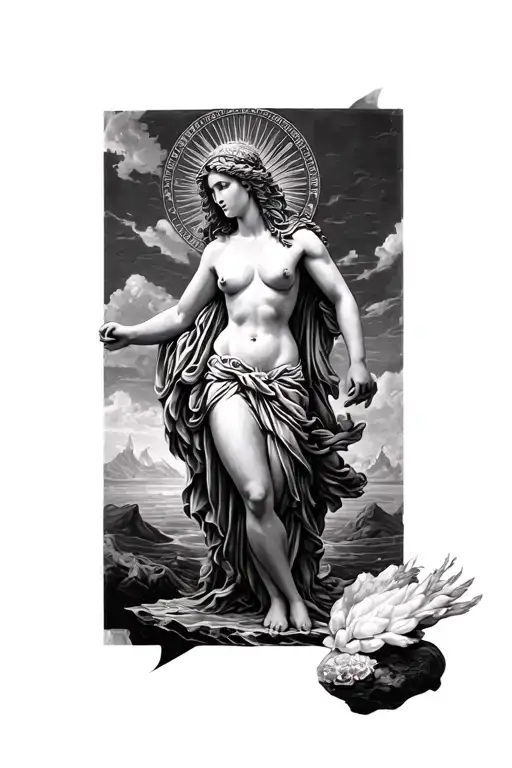 greek mythology half sleeve featuring aphrodite tattoo design idea
