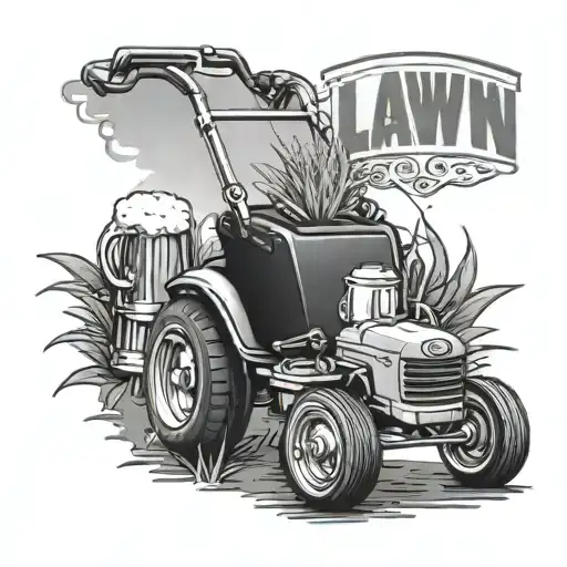 lawnmower and beer tattoo design idea