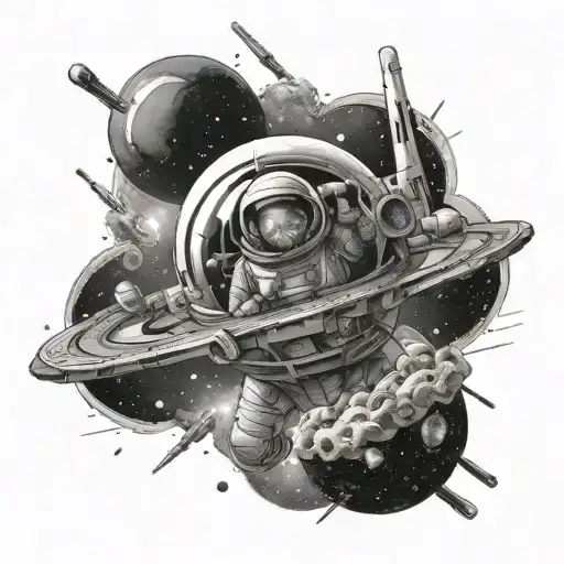 space and interstellar movie tattoo design idea