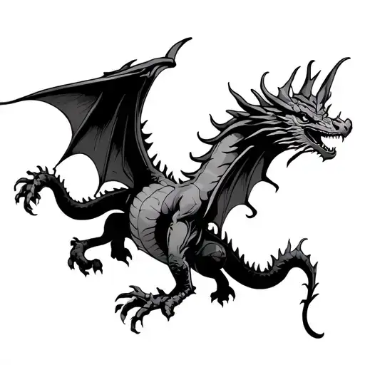 dragon flying outstretched wings tattoo design idea