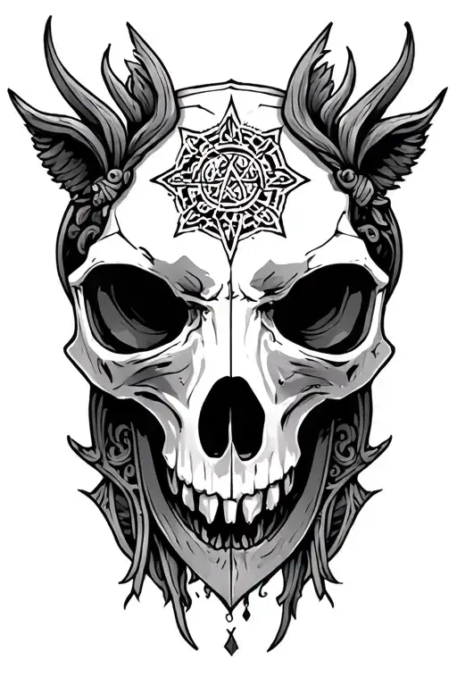 Metal,animalskull,Nordic,occult  tattoo design idea