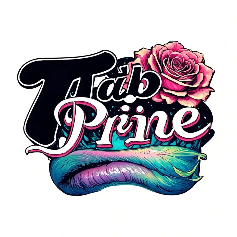 girlfriend name written "Tab Prine" tattoo design idea