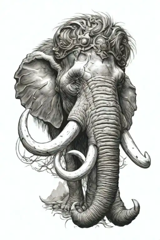 full sleeve mammoth head tattoo design idea