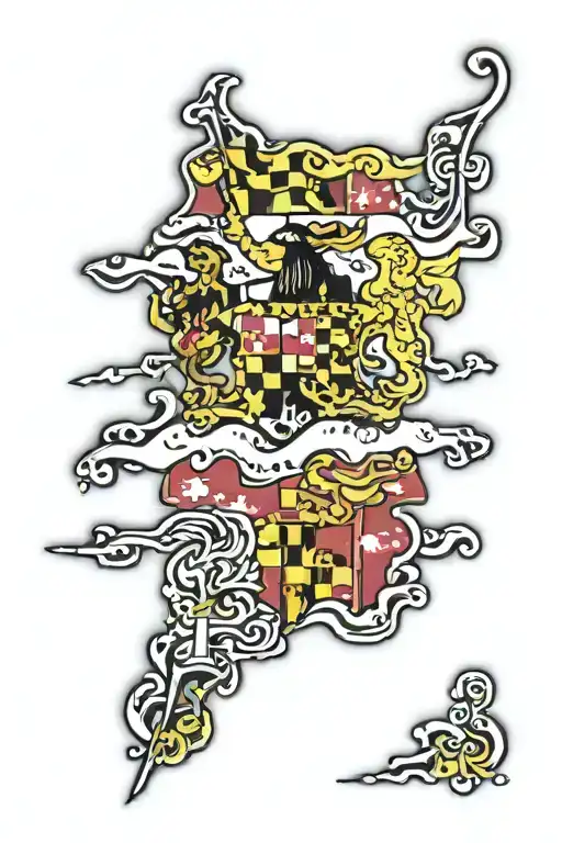 maryland flag waving tattoo design idea