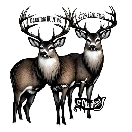 deer hunting fishing camping family tattoo design idea