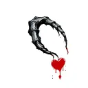 freddy krueger claw with bloody heart tattoo design idea