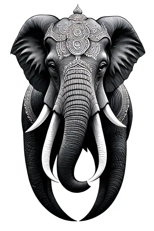 thai elephant head tattoo design idea