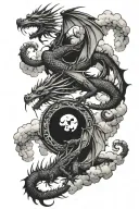 multiple dragons flying in clouds tattoo design idea