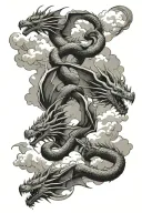 multiple dragons flying in clouds tattoo design idea
