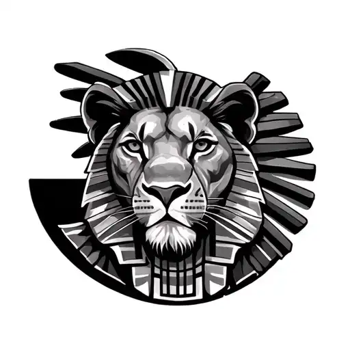 Lions and Egypt tattoo design idea