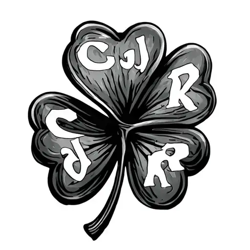 shamrock with initials C J R incorporated into the pedals tattoo design idea