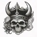 Viking skull wearing a crown tattoo design idea