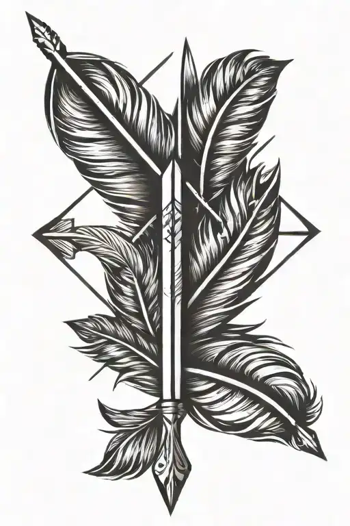 small, skinny arrow for women's rights with feathers on the end to symbolize fighting for our rights tattoo design idea