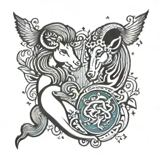 Aquarius,  Aries abd Taurus  signs together  tattoo design idea