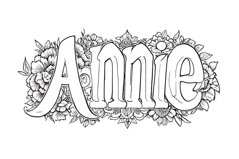 "Annie" daughter name tattoo design idea
