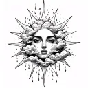 sun clouds fire rain sleeve tattoo design idea