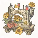 marigolds sewing machine tattoo design idea