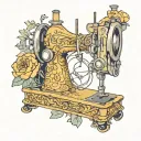 marigolds sewing machine tattoo design idea