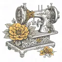 marigolds sewing machine tattoo design idea