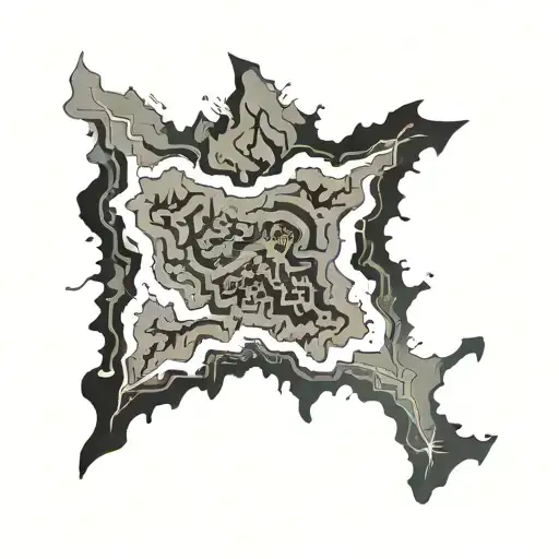 top down island topography map tattoo design idea