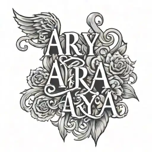 text 'Arya' tattoo design idea