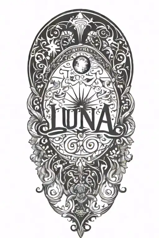 Luna name tattoo design idea