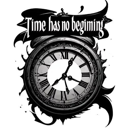 "Time has no beginning"  traditional clock with Roman numerals tattoo design idea