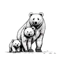 Mama Bear walking with 2 baby bears tattoo design idea