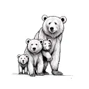 Mama Bear walking with 2 baby bears tattoo design idea