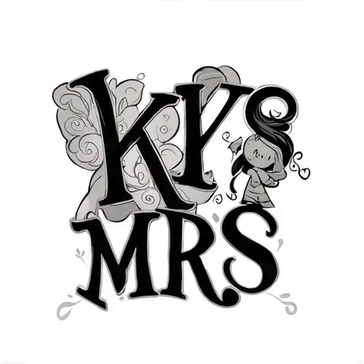 dad with kids initials KKS and MRS tattoo design idea