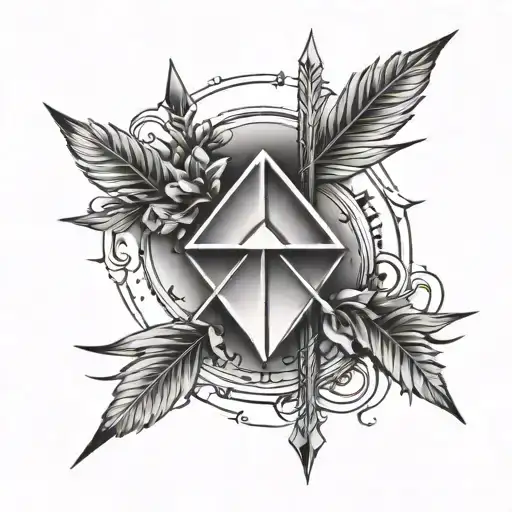 past present future with arrows tattoo design idea