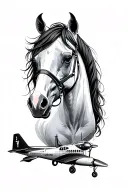 feminine tattoo with a horse and cesna airplane parts tattoo design idea
