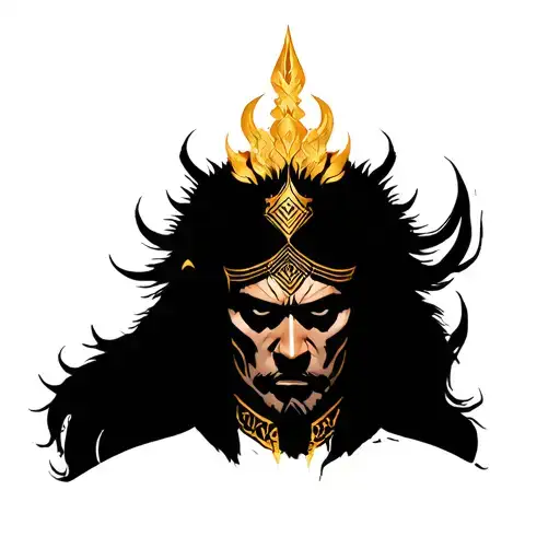 golden Thai warrior tattoo design idea