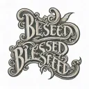 small cursive word "blessed" behind man's ear tattoo design idea