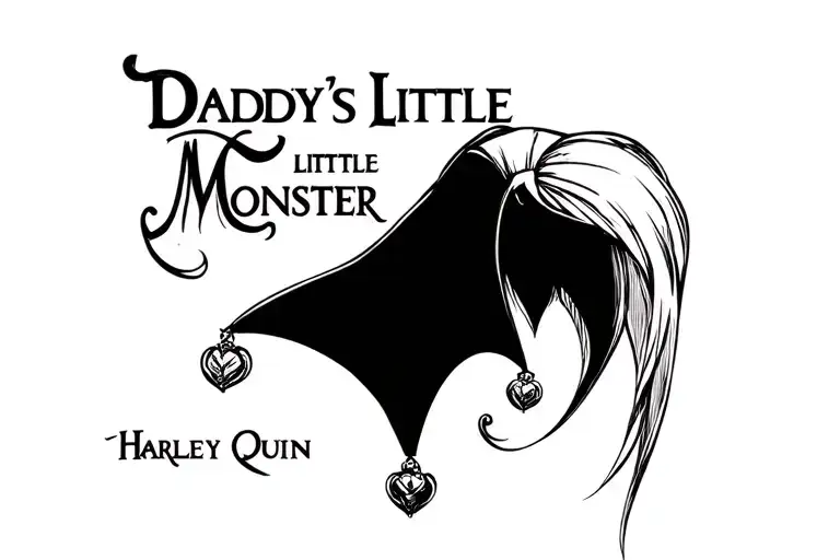"DADDY'S LITTLE MONSTER " harley quinn tattoo design idea