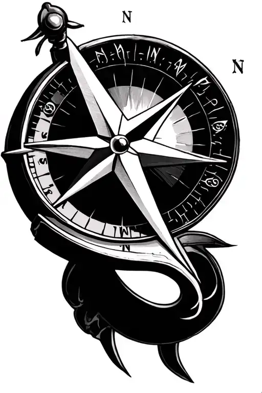 true north star compass tattoo design idea