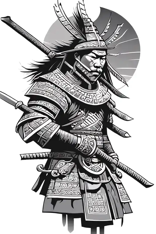 hmong Samurai warrior cybor tattoo design idea