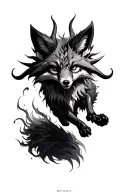 a dark demonic space themed fox running down the arm   tattoo design idea